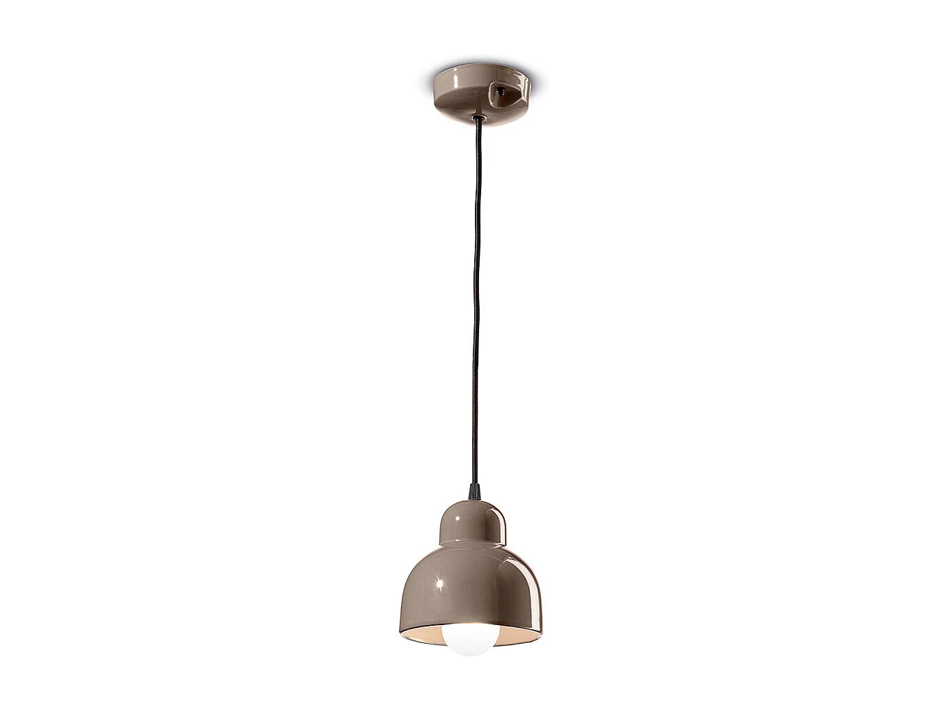 Lampadario Vintage Decò Berimbau Ceramica Marrone Moka 1 Luce E27