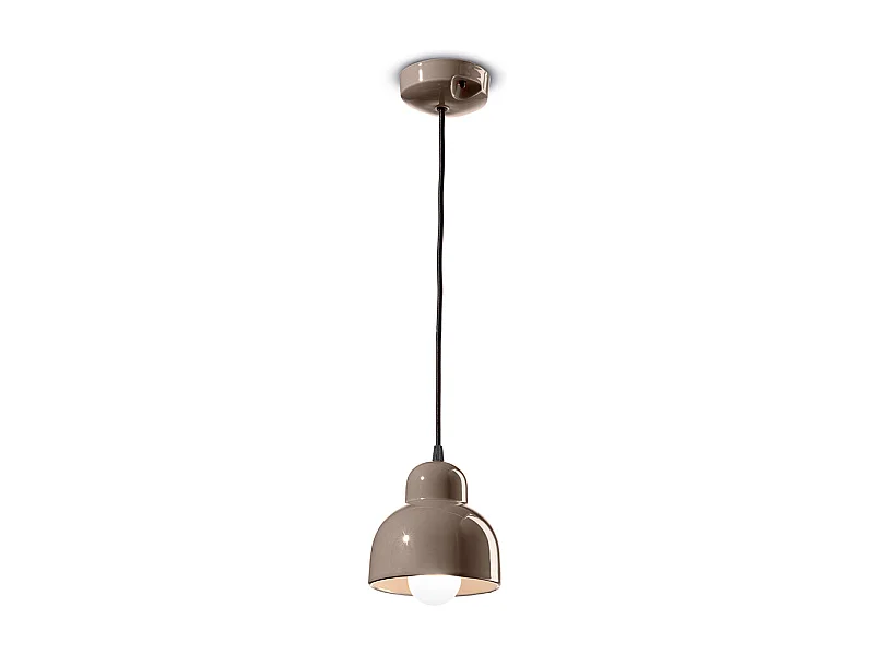 Lampadario Vintage Decò Berimbau Ceramica Marrone Moka 1 Luce E27