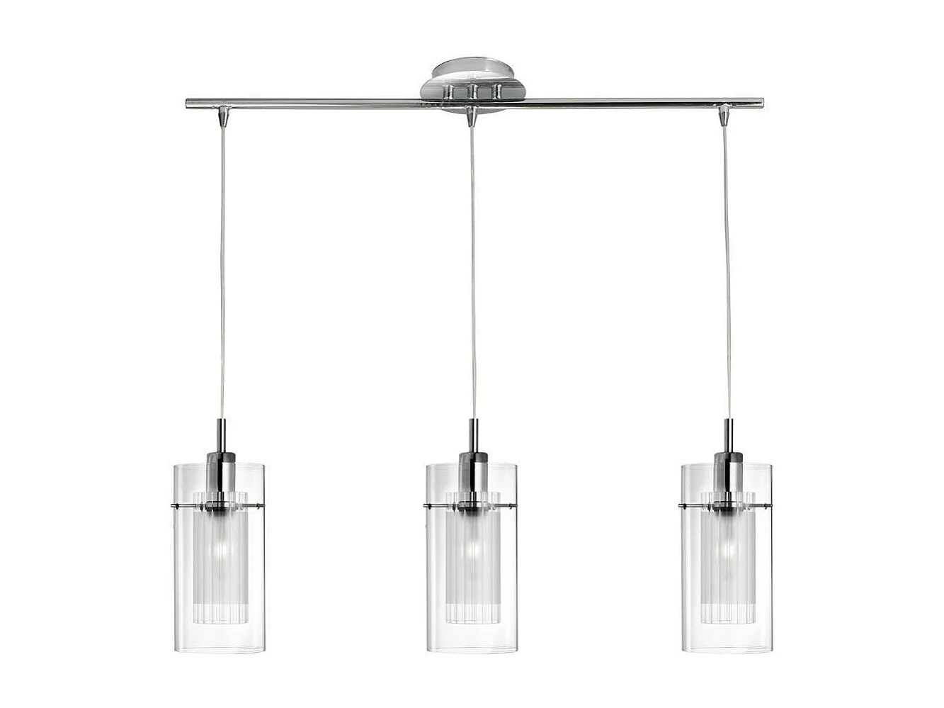 Searchlicht Duo 1 - 3 Licht Cluster Anhänger Chrom, Glas, E14