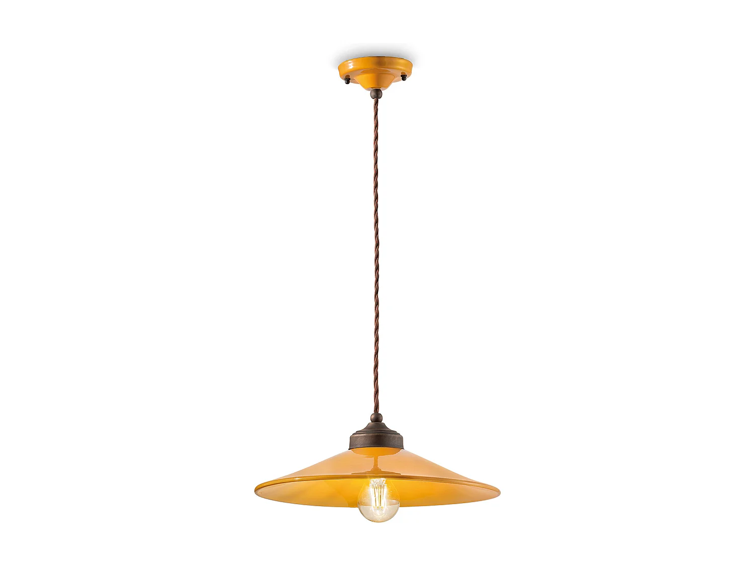 Lampadario Vintage Colors Ferro E Ceramica Giallo 1 Luce E27
