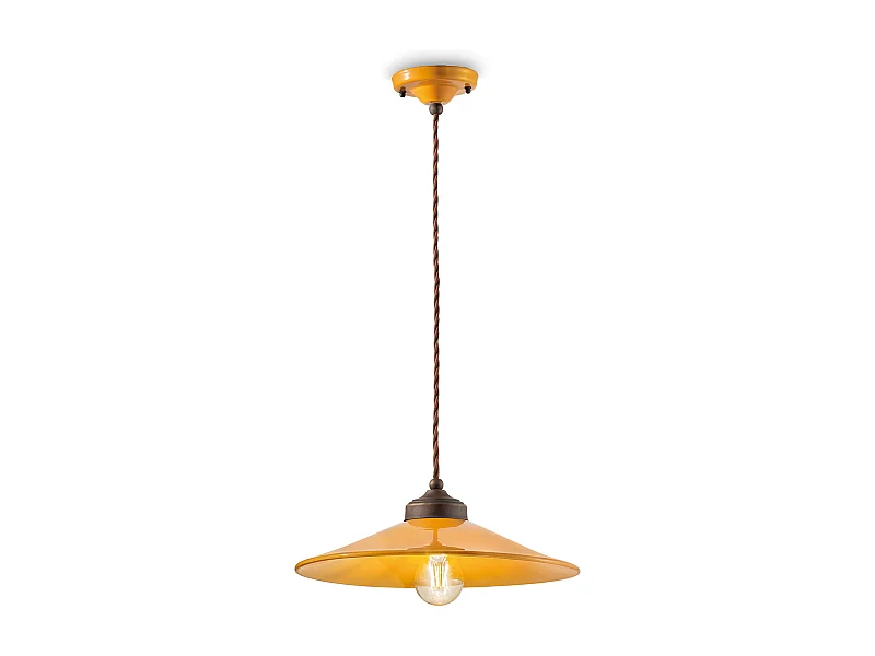 Lampadario Vintage Colors Ferro E Ceramica Giallo 1 Luce E27