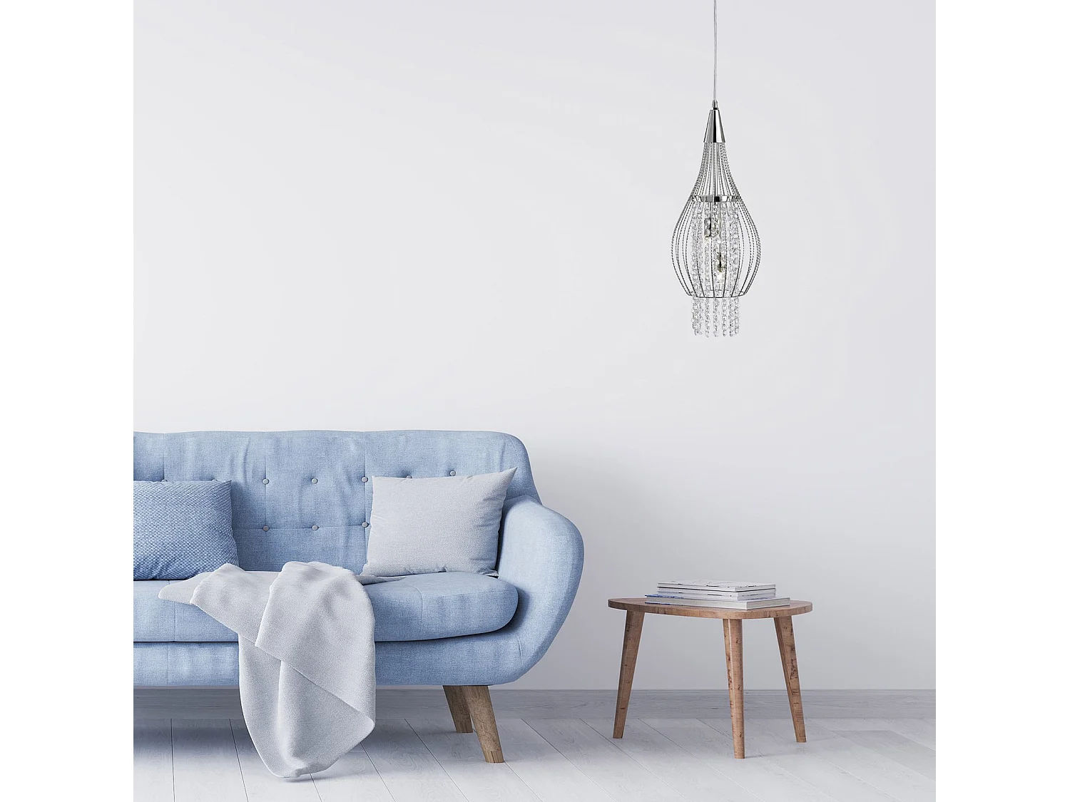 Searchlight Rocket - Sospensione da soffitto a 2 luci cromata con cristalli di vetro, G9