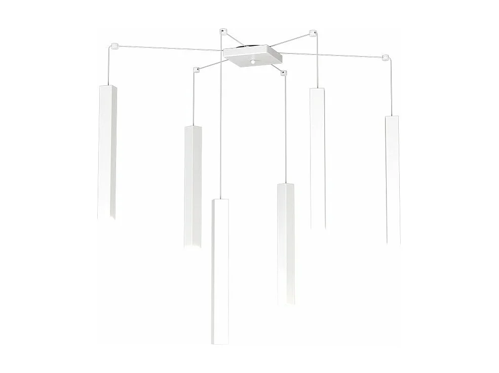 Square Tube Sospensione 6 Luci Bianco Cavo Cm.250 Con Base