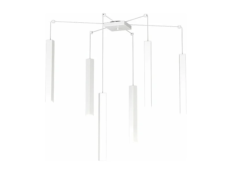 Square Tube Sospensione 6 Luci Bianco Cavo Cm.250 Con Base