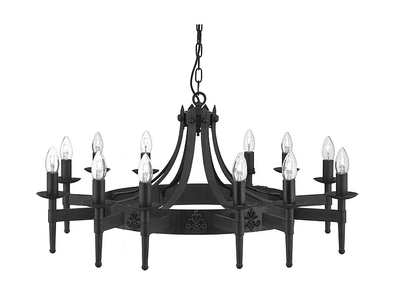 Searchlicht Cartwheel - 12 licht Multi Arm Deckenanhänger Schwarz, E14