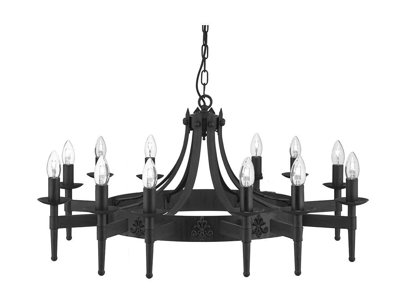 Searchlight Cartwheel - Lampada a sospensione a 12 bracci multibraccio nera, E14