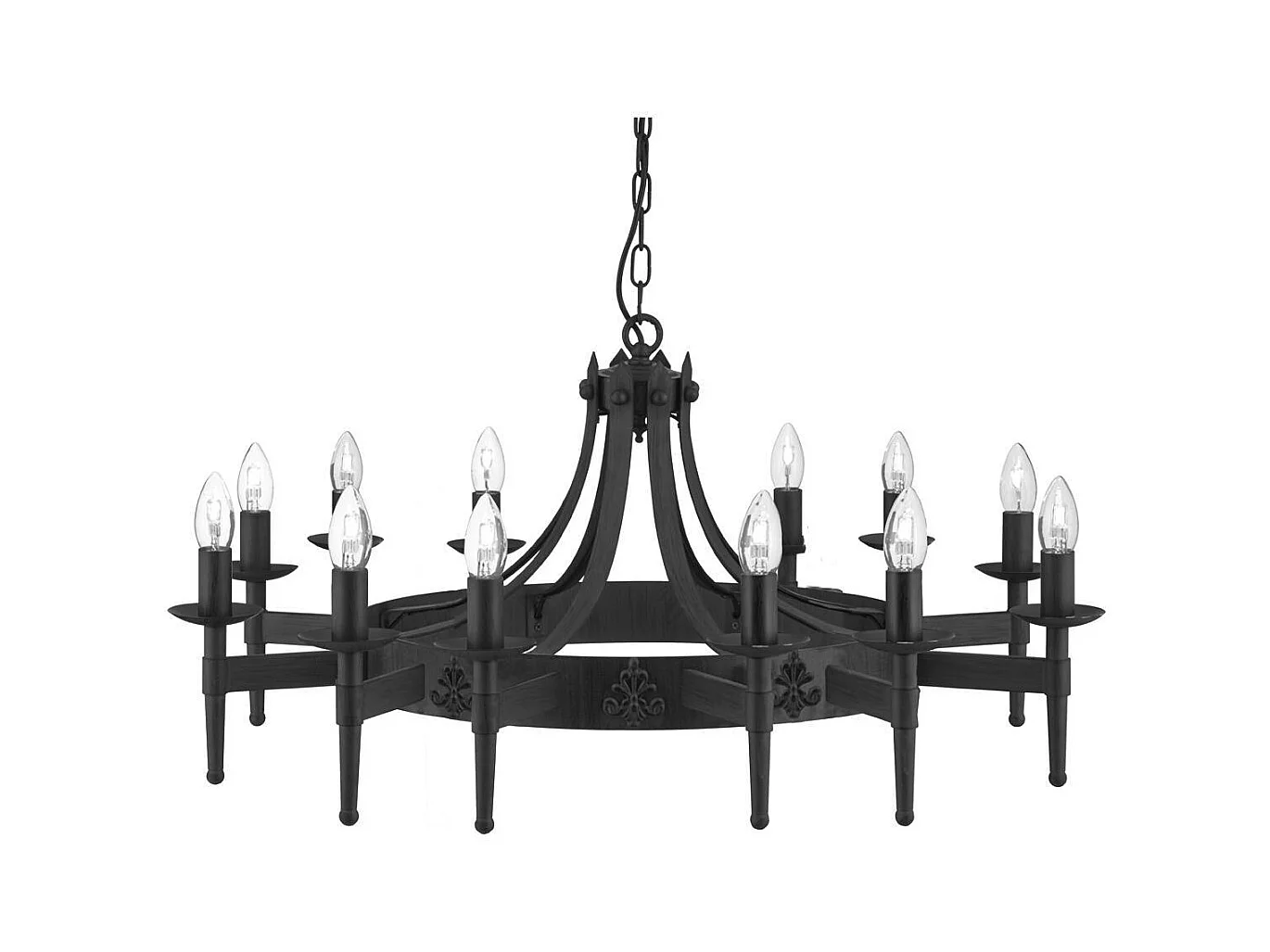 Searchlicht Cartwheel - 12 licht Multi Arm Deckenanhänger Schwarz, E14