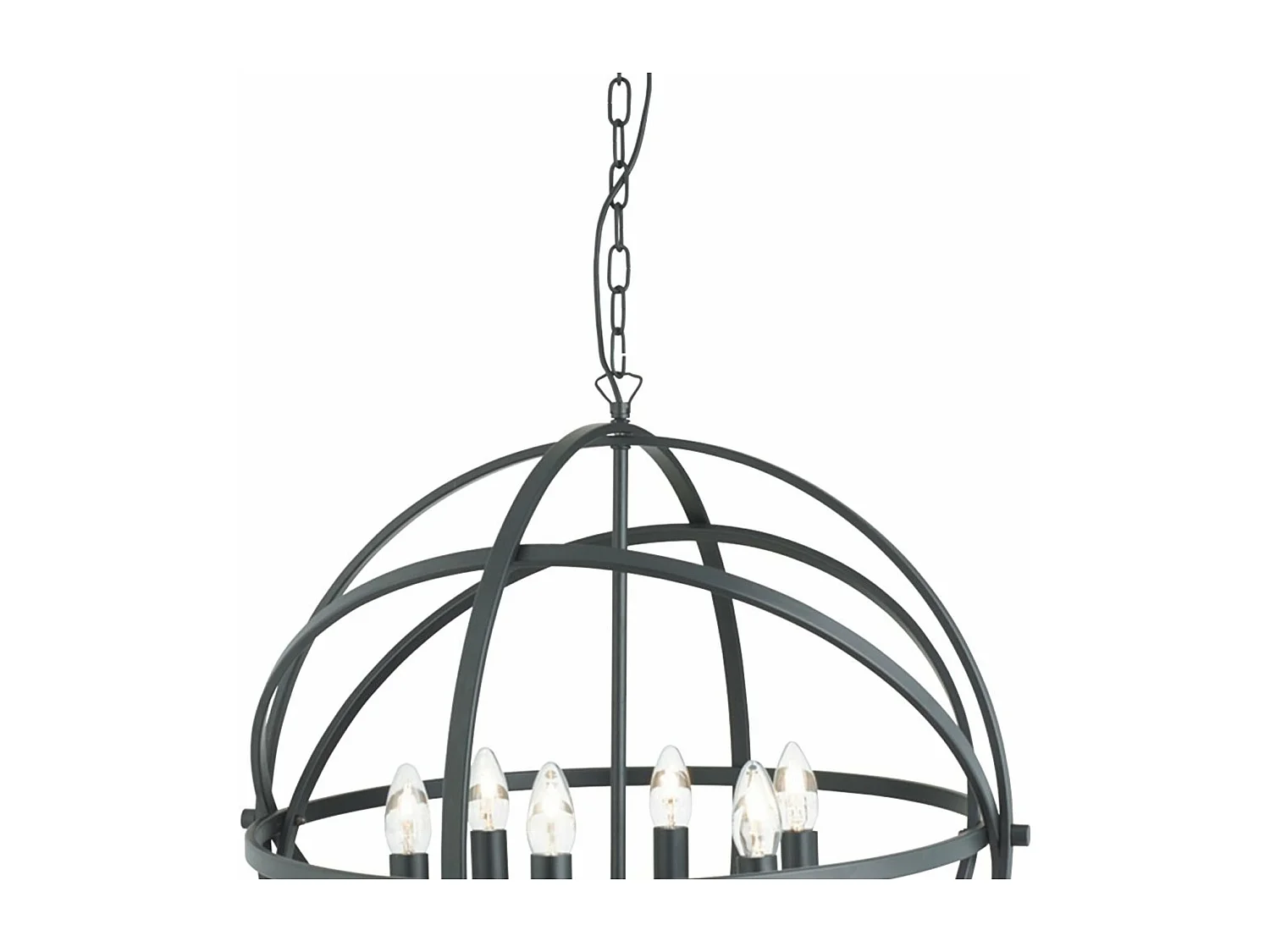 Searchlight Orbit - Sospensione a soffitto a gabbia sferica a 6 luci nero opaco, E14