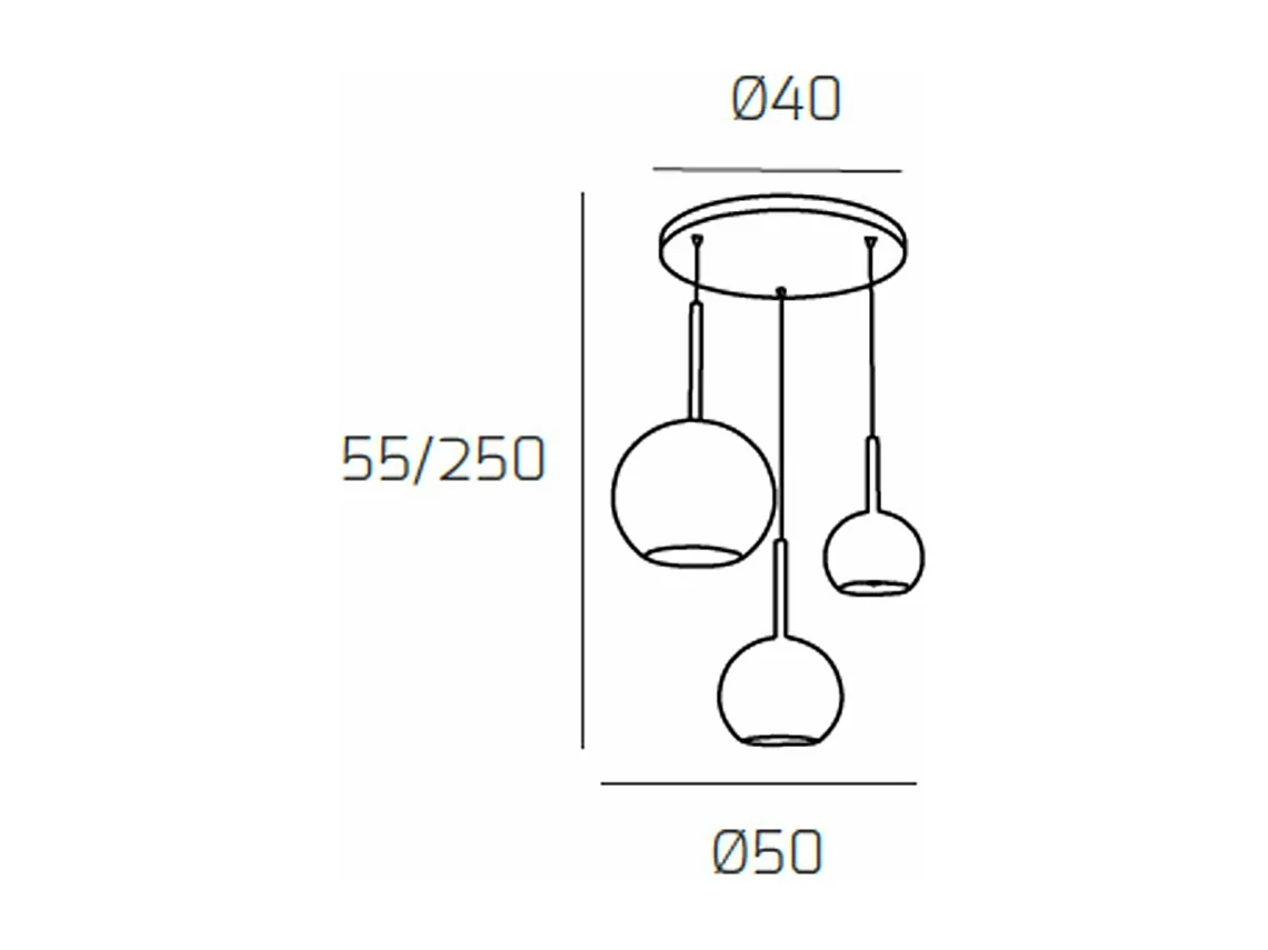 Sosp. Cromo Tonda 3 Luci Vetri (1 Grande+1 Medio+1 Piccolo) Tutti Oro