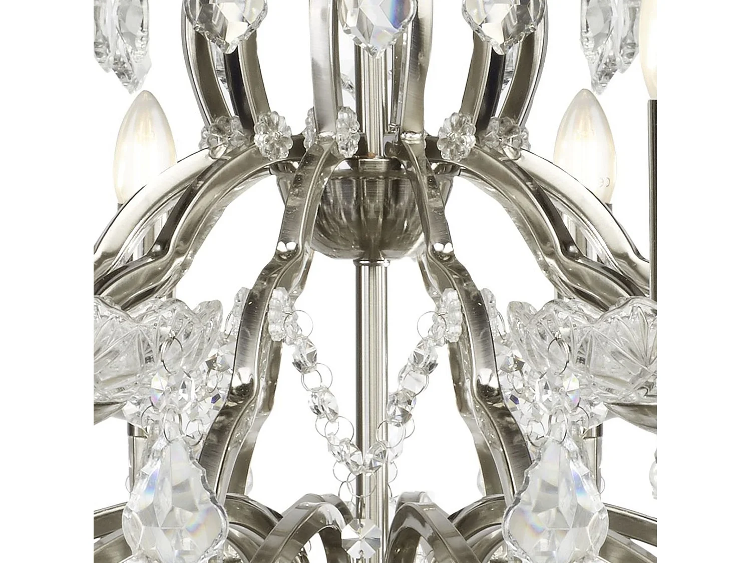 Lampadario Classico Parigi Acciaio Argento Vetro Trasparente 12 Luci E14