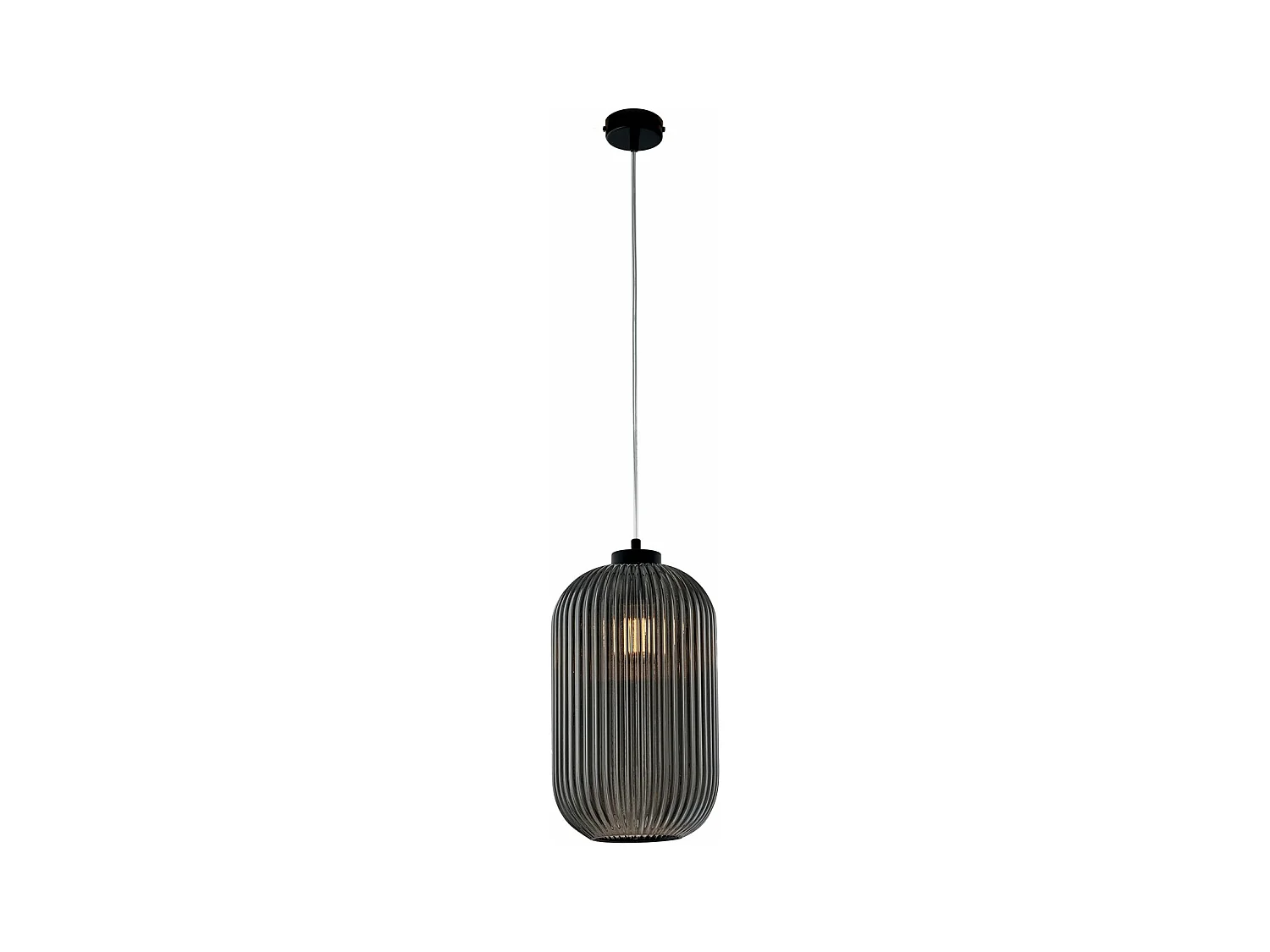 Suspension Krizia fer noir, câble réglable, verre soufflé miroir gris décor surélevé, 1 lumière, look sophistiqué
