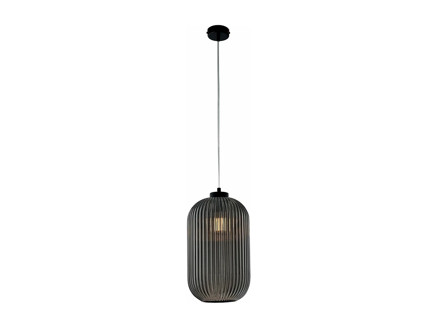 Suspension Krizia fer noir, câble réglable, verre soufflé miroir gris décor surélevé, 1 lumière, look sophistiqué
