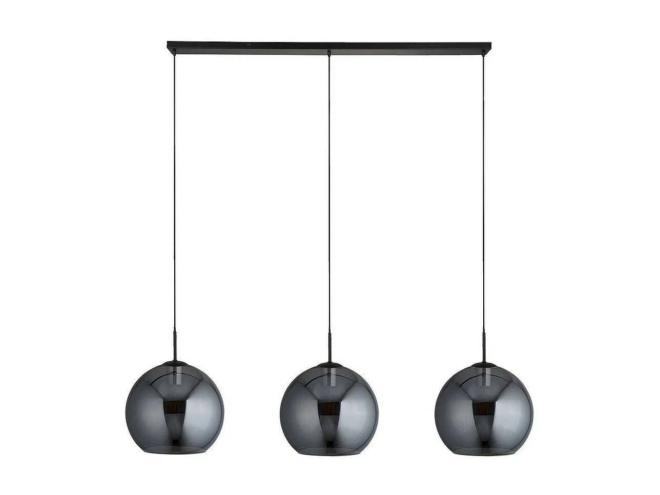 Searchlight AMSTERDAM 3 ljus mattsvart takhngande runda Smokey glasskrmar