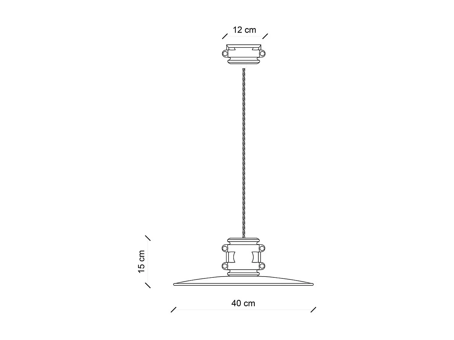 Lampadario Vintage Urban Ferro E Ceramica Nero 1 Luce E27 40Cm