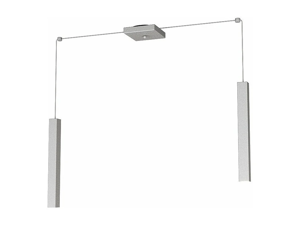 Square Tube Sospensione 2 Luci Grigio Cavo Cm.250 Con Base