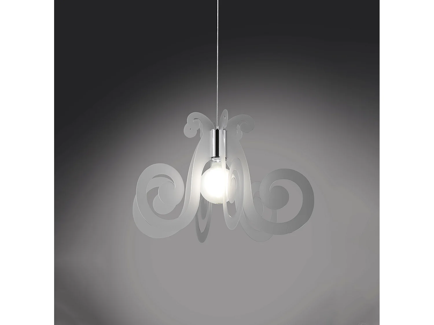 Sospensione Moderna Space Collection Polilux ® Satinato Metallo Cromo E27 D64Cm