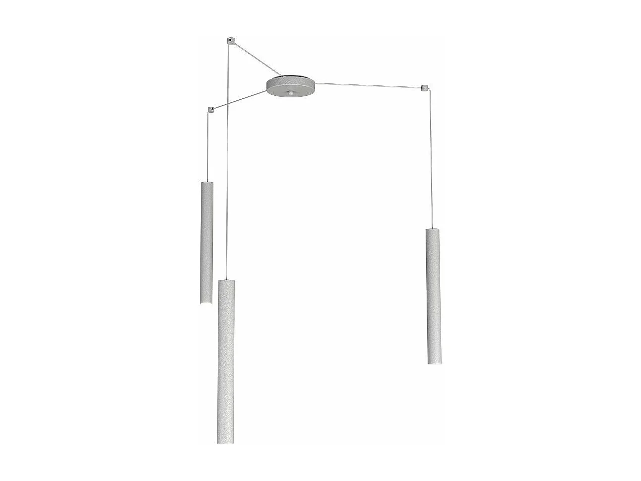 Round Tube Sospensione 3 Luci Grigio Cavo Cm.250 Con Base