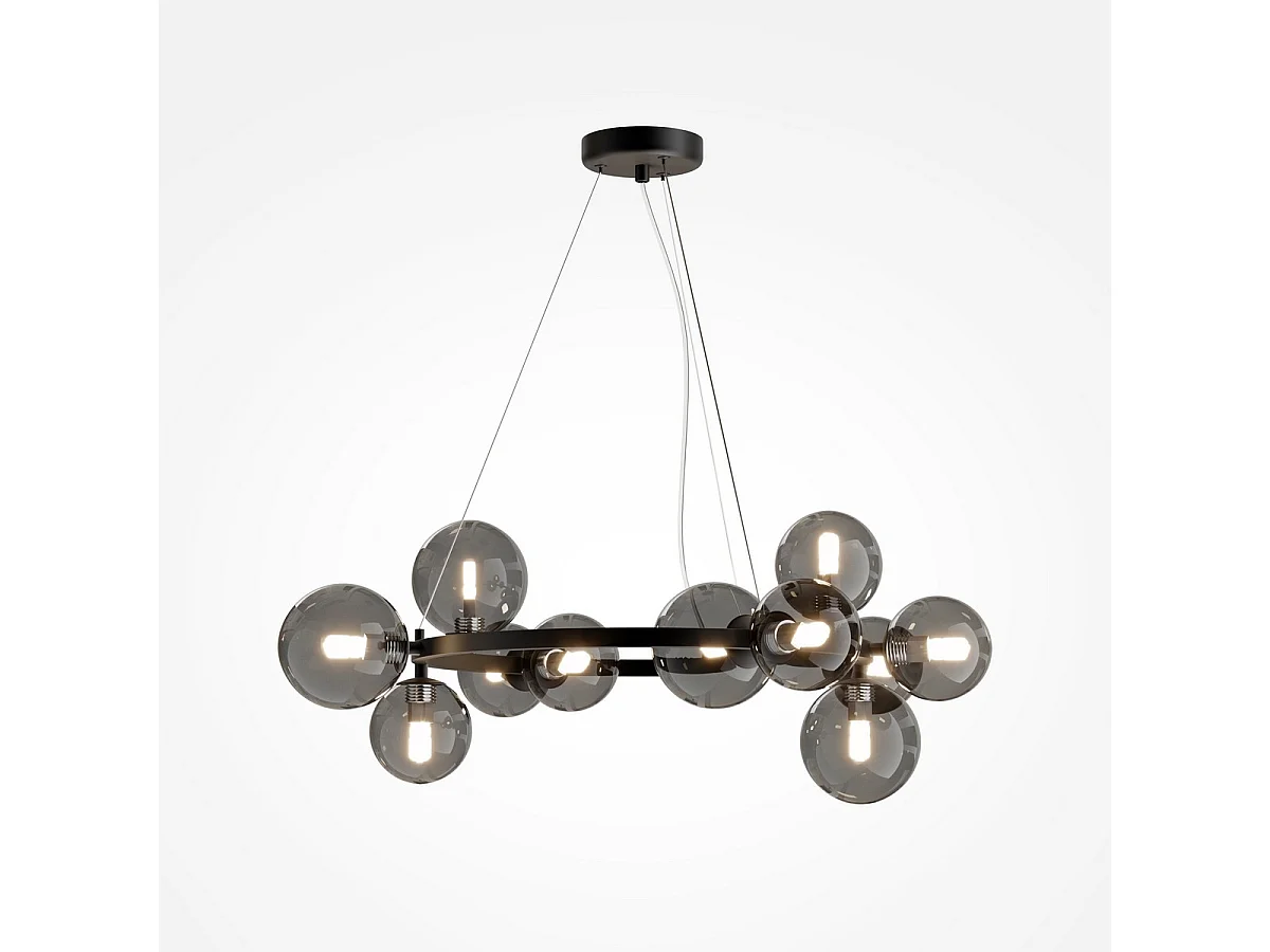 Maytoni Dallas Modern 1 Globe Pendel-Deckenleuchte schwarz, rauchiger Schirm, G9