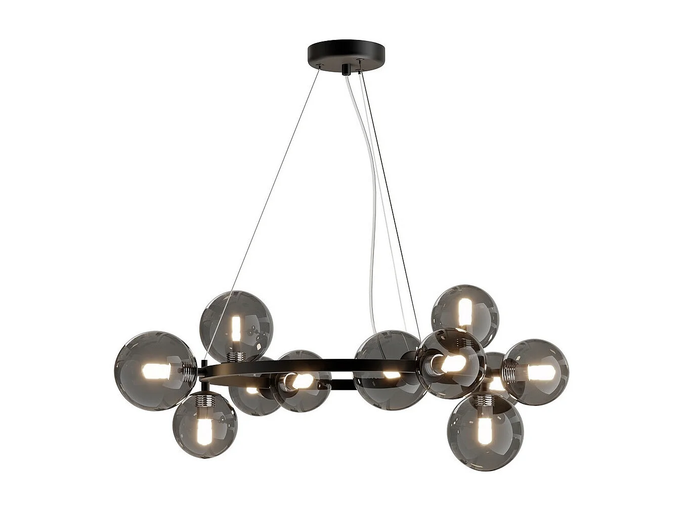 Maytoni Dallas Modern 1 Globe Pendel-Deckenleuchte schwarz, rauchiger Schirm, G9
