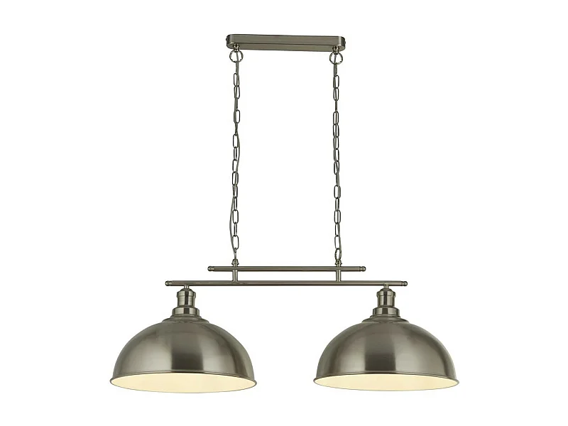 Searchlight Fusion Barre de plafond à 2 ampoules, argent satiné, abat-jour en acier inoxydable