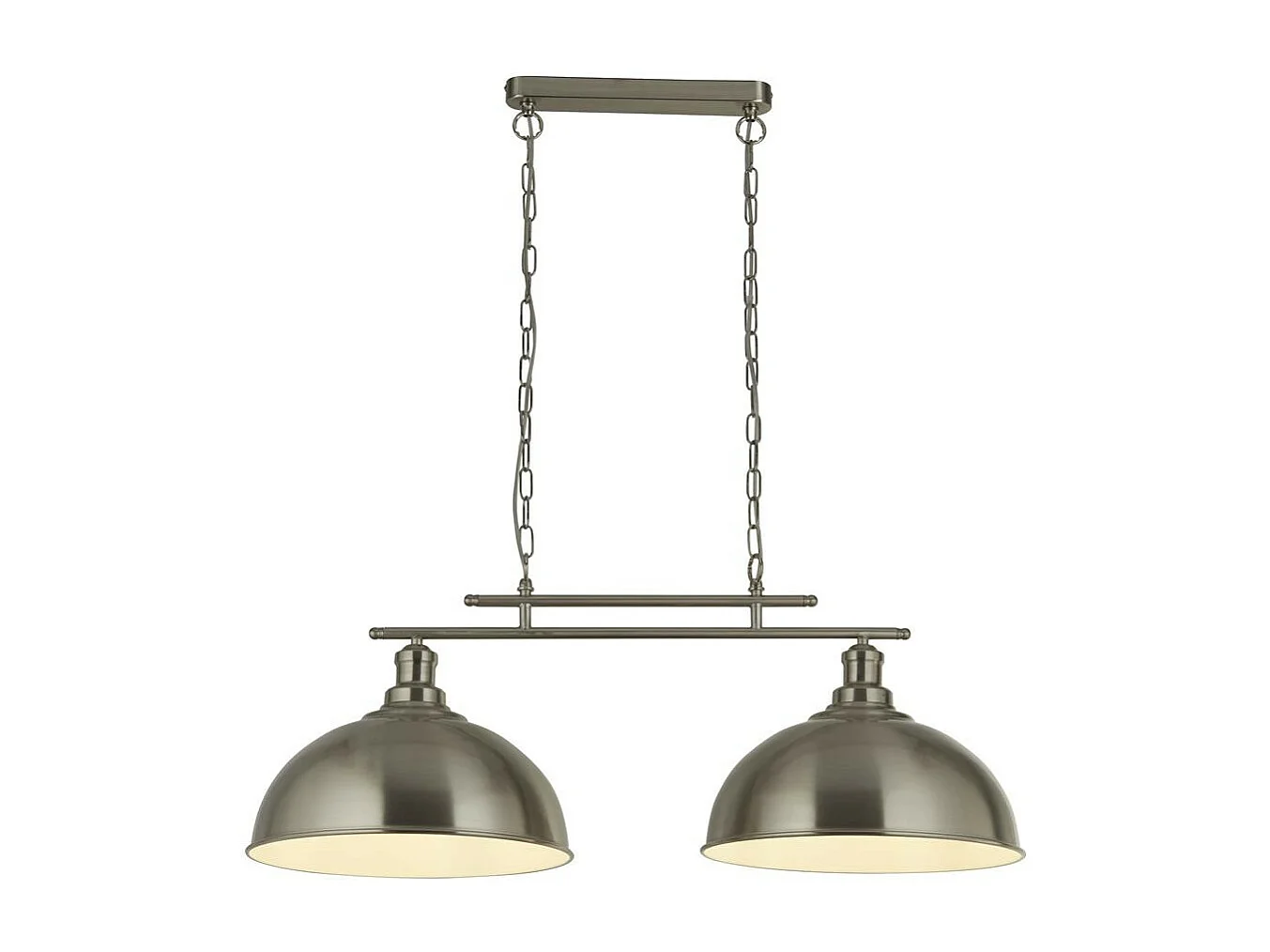 Searchlight Fusion Barre Soffitto 2 Luci, Argento Satinato, Paralumi SS