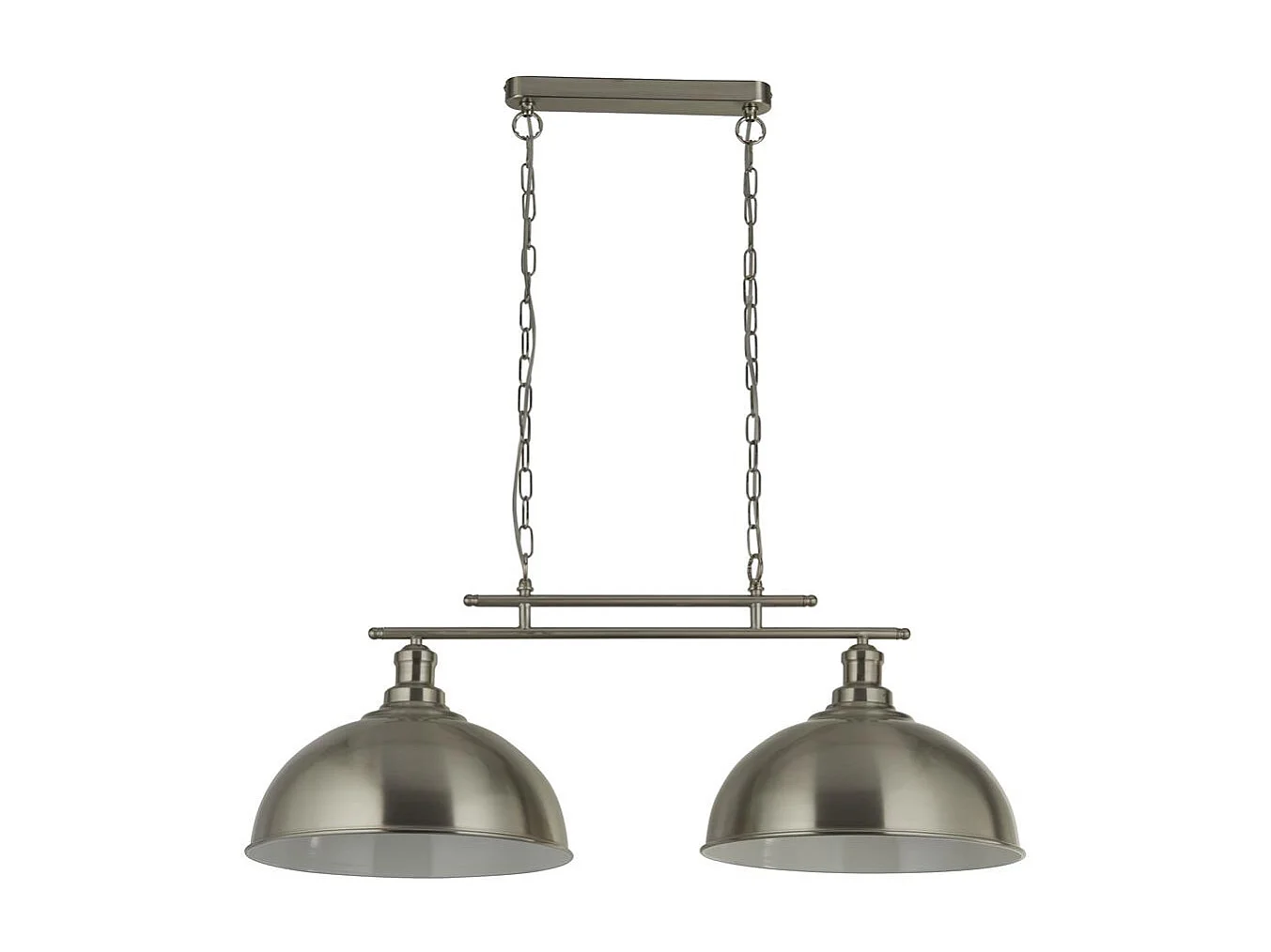 Searchlight Fusion Barre Soffitto 2 Luci, Argento Satinato, Paralumi SS