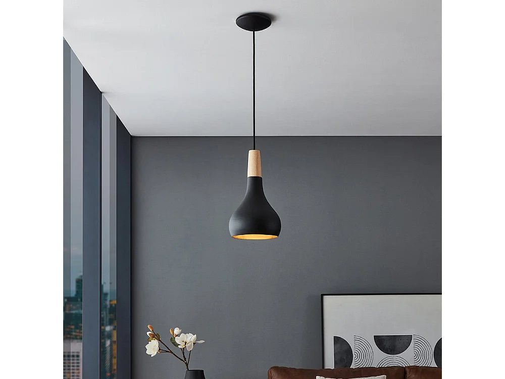 Lampadario Contemporaneo Sabinar Piccolo 1 Luce Metallo Nero E Marrone