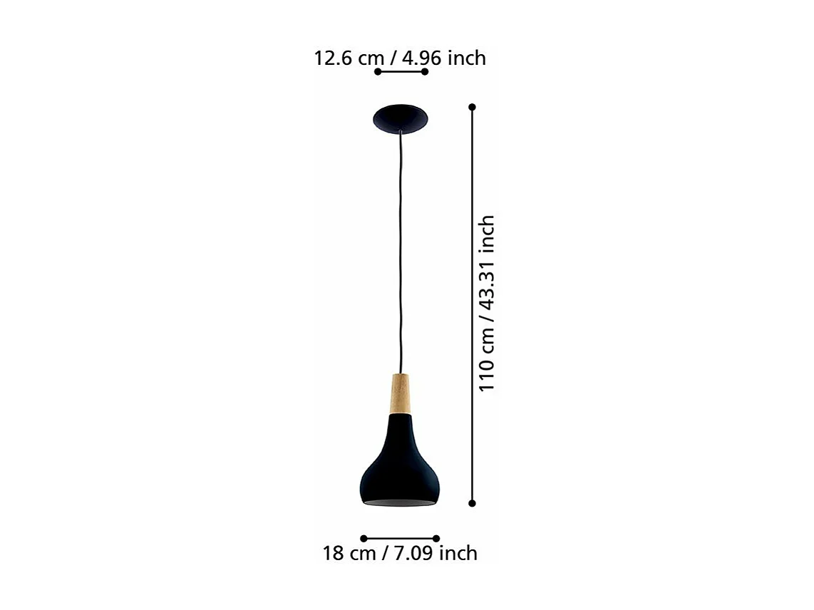 Lampadario Contemporaneo Sabinar Piccolo 1 Luce Metallo Nero E Marrone