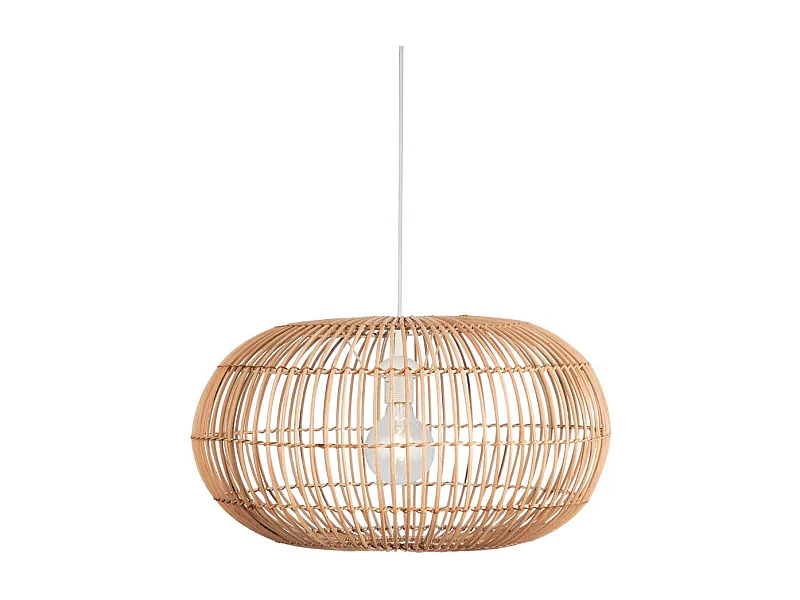 Searchlicht Bali 1 Pendelleuchte, Schirm aus Rattan, schwarze Aufhängung
