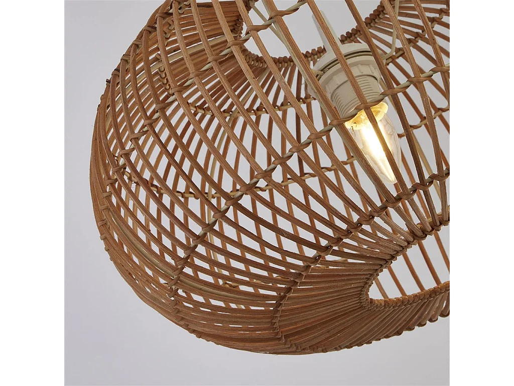 Searchlight Bali1 ljus hängsmycke, rottingskärm, svart upphängning