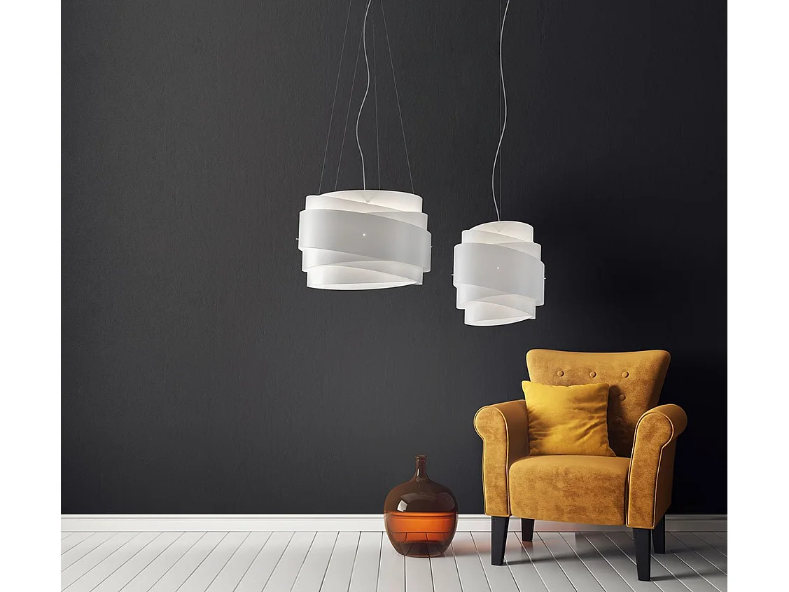 Lampadario Moderno Bea Polilux ® Bianco E Metallo Cromo 5 Luci E27