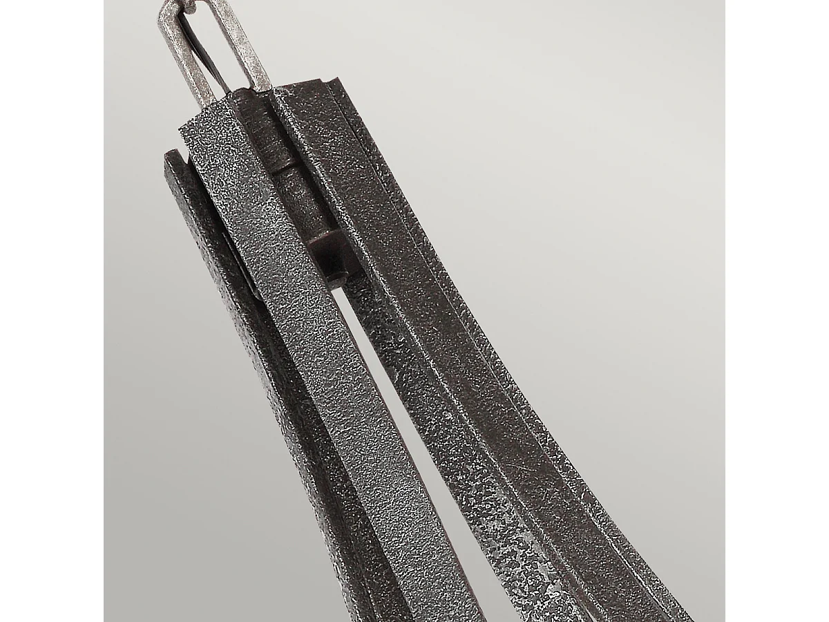 Lampadario Industrial Angelo Acciaio Anticato Metallo Vetro Grigio 6 Luci E27