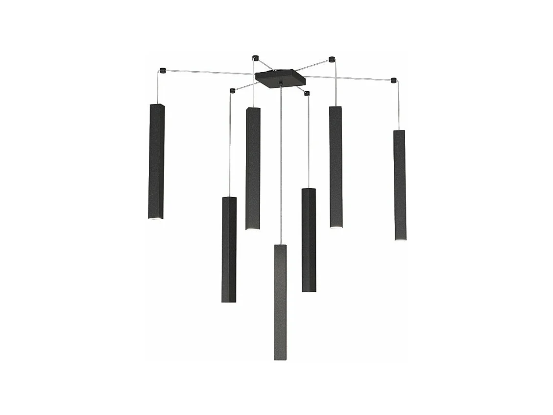 Sospensione Moderna Square Tube Metallo Nero 7 Luci Gu10