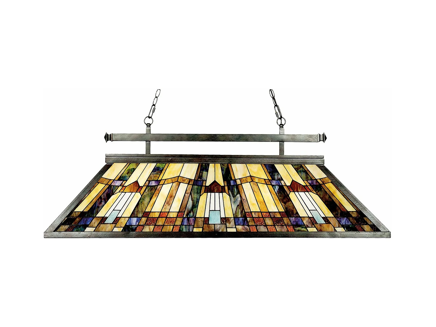 Elstead Inglenook Lustre îlot suspendu à 3 ampoules Tiffany, bronze clair, E27