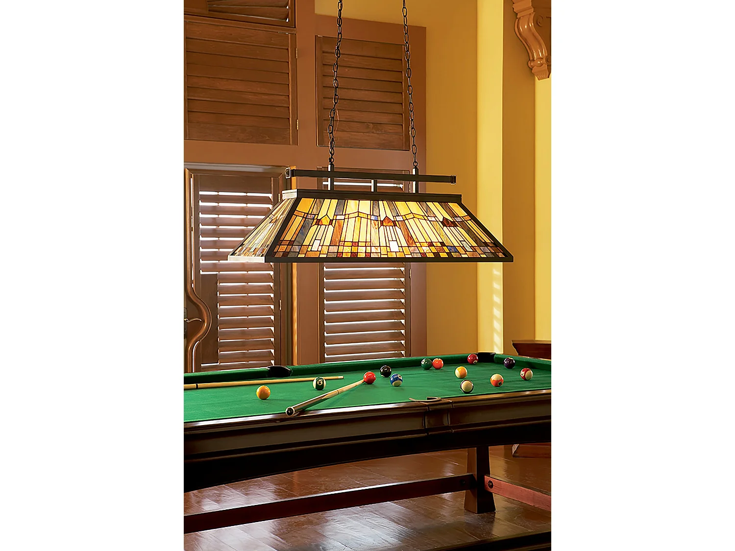 Elstead Inglenook - Lampadario a 3 luci Tiffany a sospensione a isola in bronzo chiaro, attacco E27