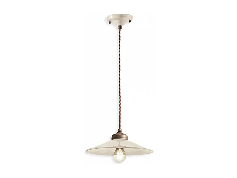 Lampadario Vintage Colors Ferro E Ceramica Crema 1 Luce E27 30Cm