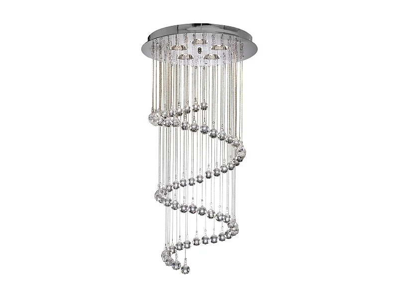 Searchlight Hallway - Pendente a grappolo a spirale con 5 luci cromate con cristalli, G9