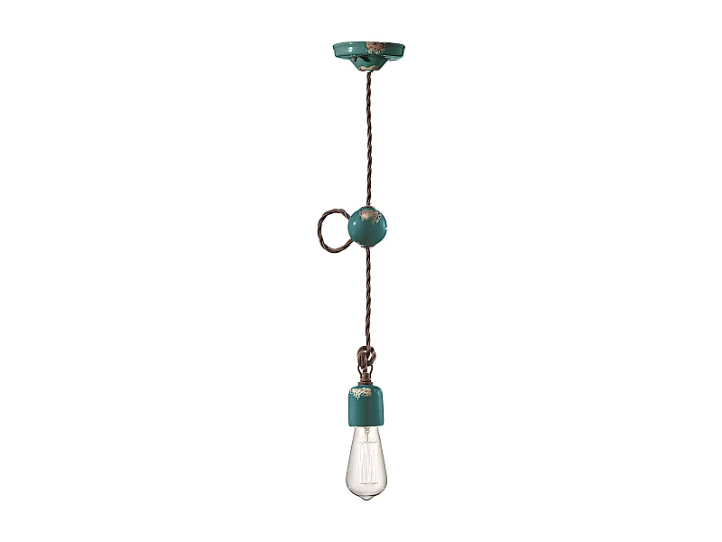 Sospensione Vintage Ceramica Verde 1 Luce E27