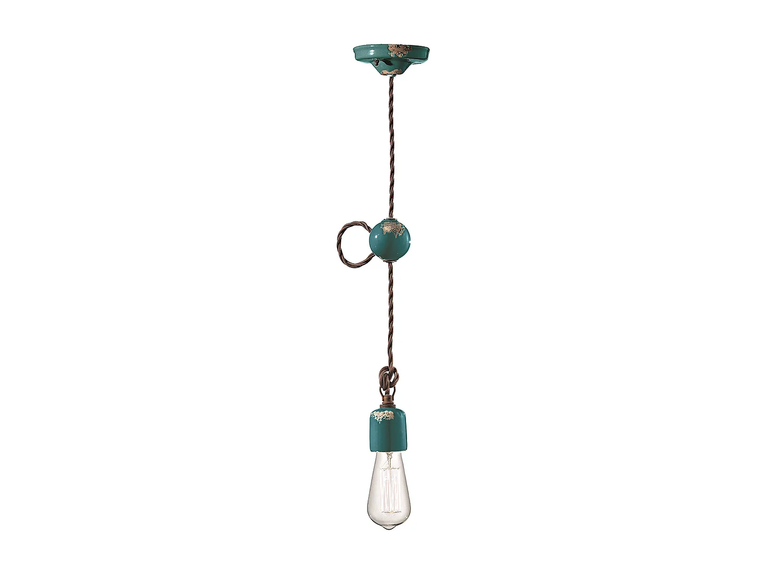 Sospensione Vintage Ceramica Verde 1 Luce E27