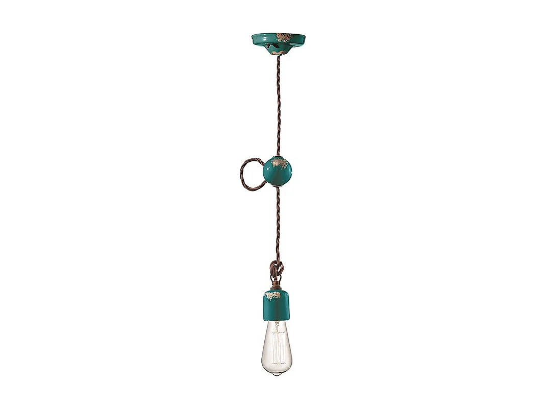 Sospensione Vintage Ceramica Verde 1 Luce E27