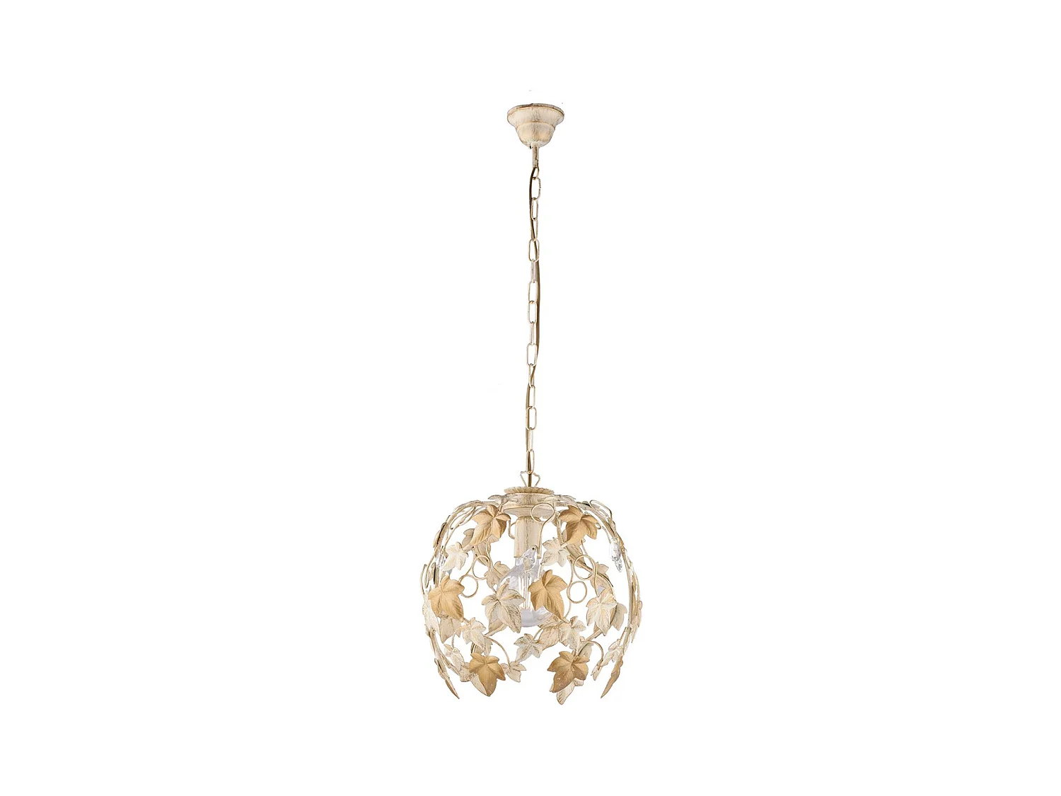 Edera Lustre en fer laqué ivoire décor or antique et strass cristal 1 lumière X 97 d.30 BL50-1-AV