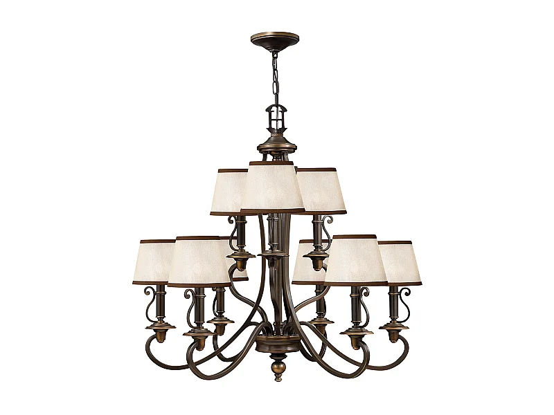 Elstead Plymouth - Lampadario a 9 luci multibraccio finitura bronzo antico, attacco E14