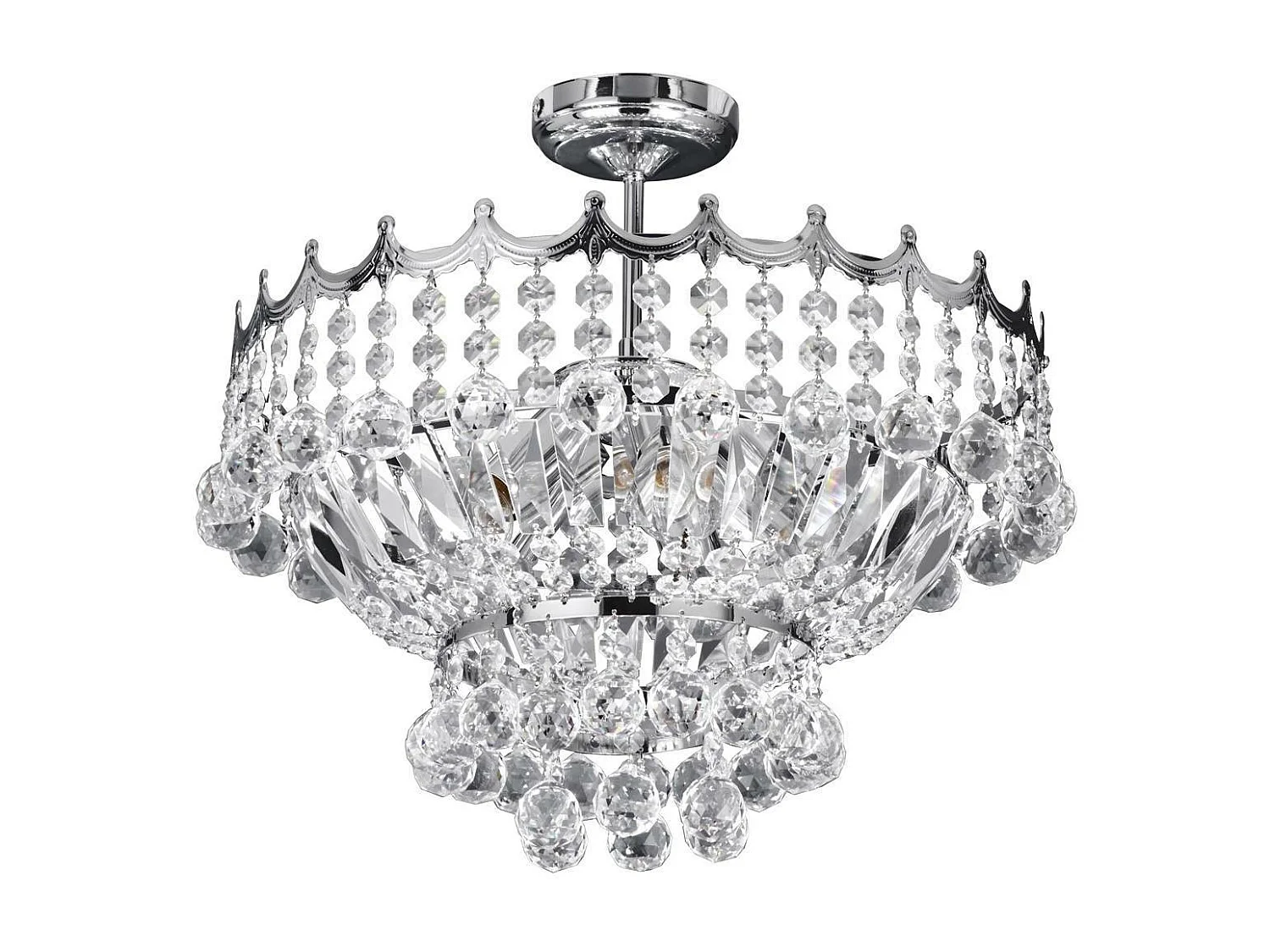 Searchlight Versailles 5 Ljus Tak Semi Flush Light Krom med Kristaller, E14