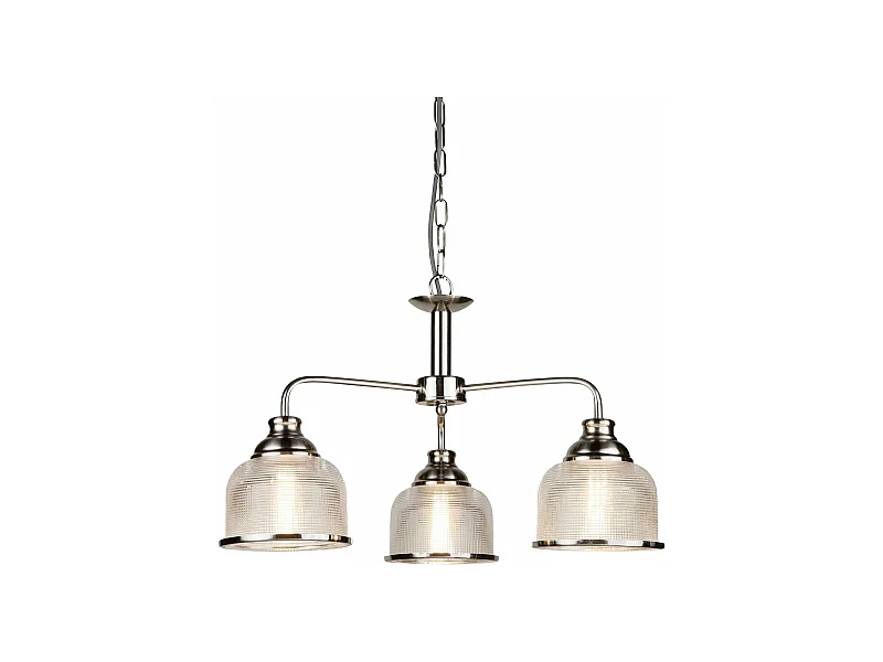 Lampadario Contemporaneo Bistrot Ii Acciaio Argento Vetro 3 Luci E27