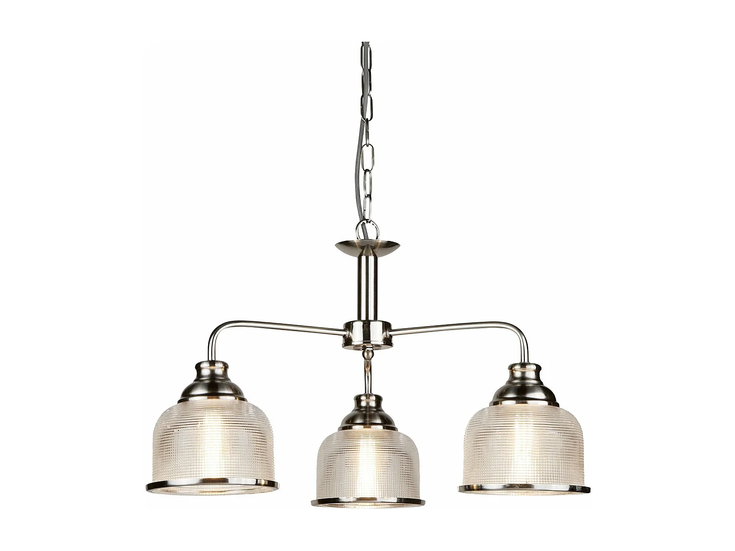 Lampadario Contemporaneo Bistrot Ii Acciaio Argento Vetro 3 Luci E27