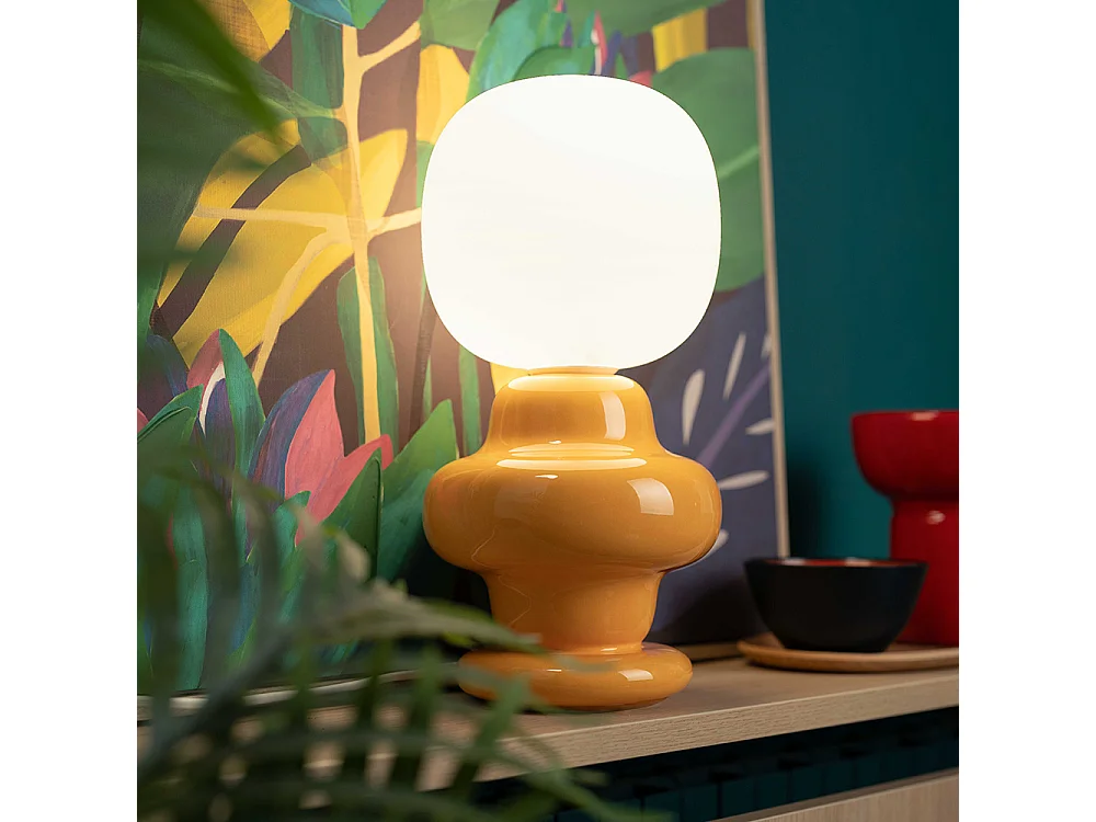 Applique Vintage Decò Copacabana Ceramica Gialla 1 Luce E27