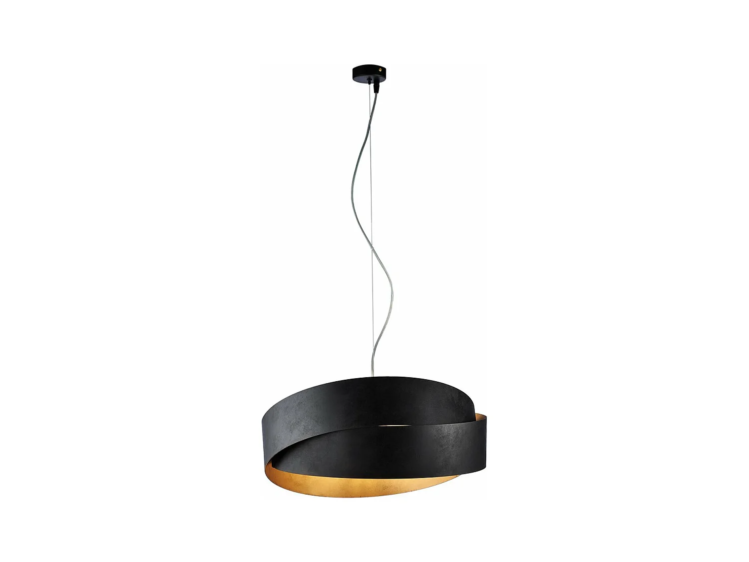 Astro - Lámpara colgante negra con decoración, interior oro antiguo y cable de acero ajustable, 2 luces