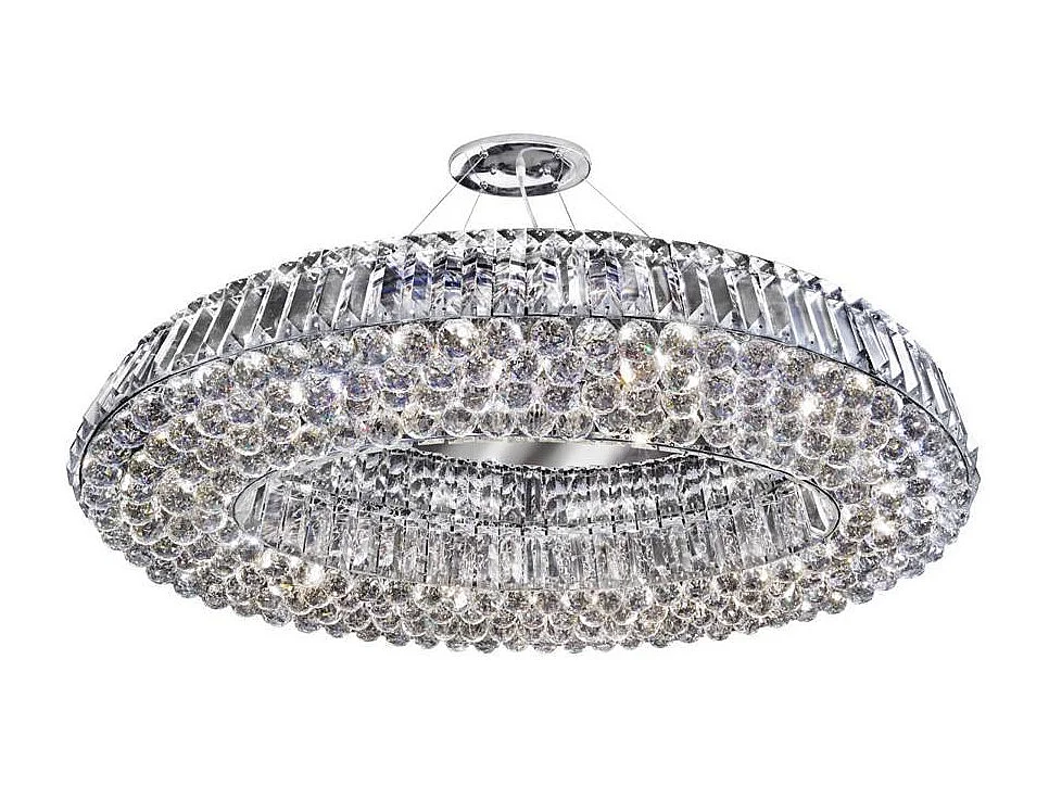 Searchlight Vesuvius - Sospensione a soffitto a 10 luci cromata con cristalli, G9