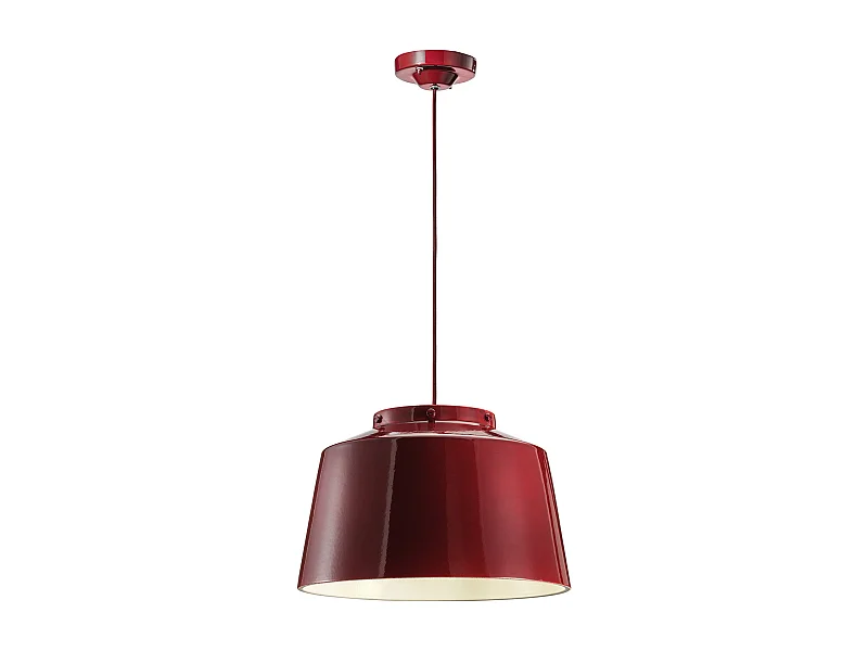 Lampadario Vintage 50'S Ferro E Ceramica Bordeoux 1 Luce E27 40Cm