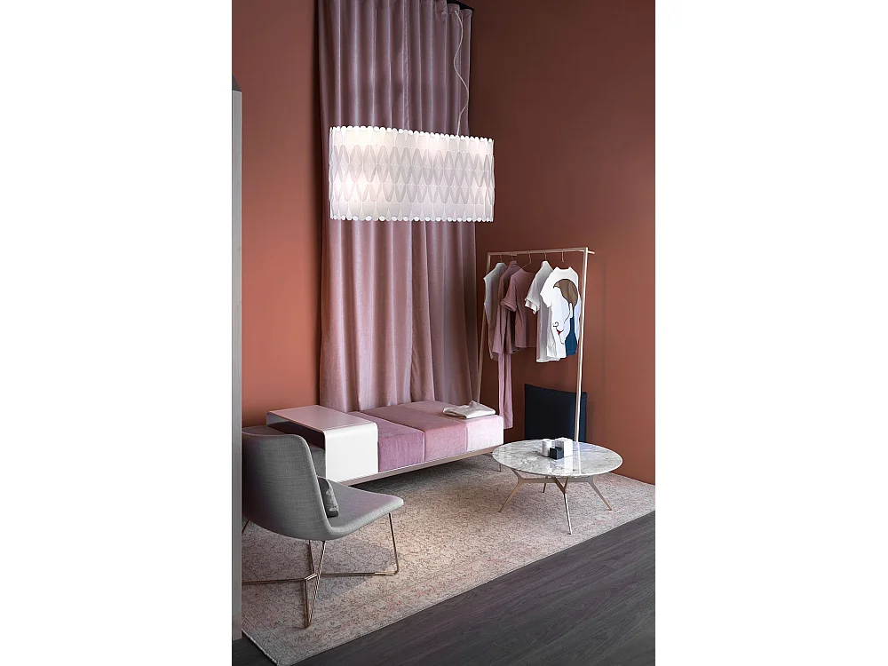 Lampadario Moderno Amanda Polilux ® Bianco E Metallo Cromo 6 Luci E27